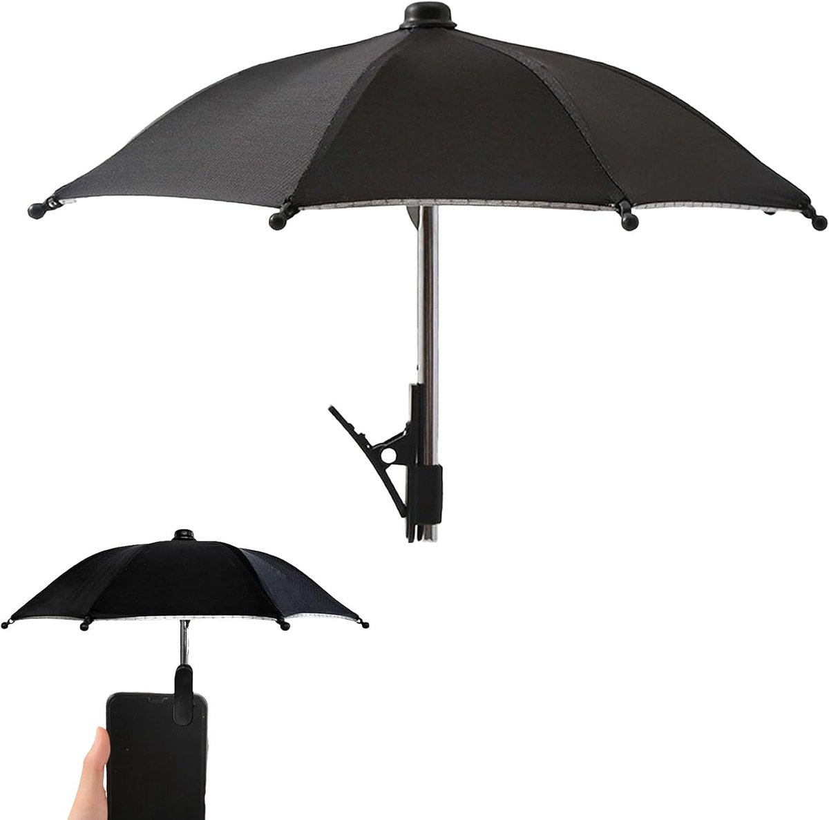 Mini Tanning Outdoor Anti-Reflecterende Mobiele Telefoon Paraplu Zonnescherm, Anti-Glare Zonnescherm, Schaduw Cover Universele Fit voor Alle Smartphones, Zwart, medium