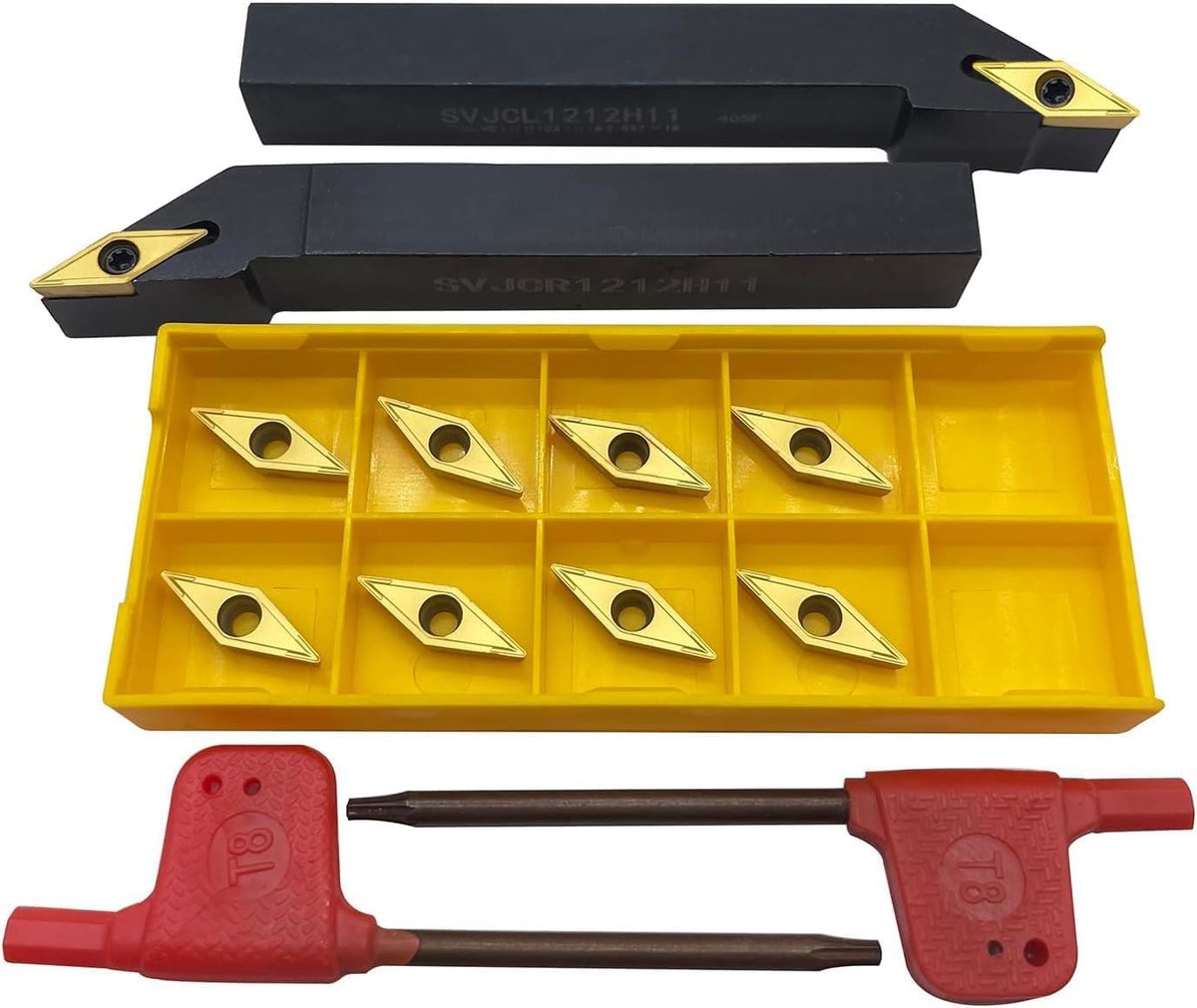 1/2 inch draaibeitel 12 mm SVJCR1212H11 SVJCL1212H11 indexeerbare CNC-draaibeitel externe draaibeitelhouder en 10 stuks VCMT110304 / VCMT32.51 hardmetalen wisselplaten