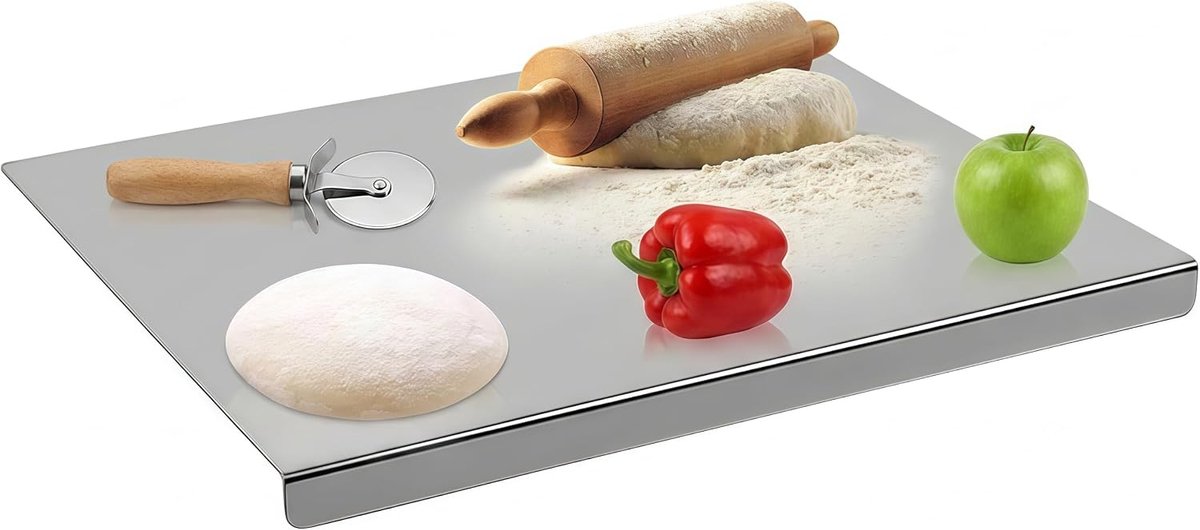 Stalen snijplank, 30 x 40 cm, keukensnijplanken, zware snijplank voor koken, brood, restaurant om te kneden, voor vlees, fruit, groenten voor keuken, bar (30 x 40 cm)