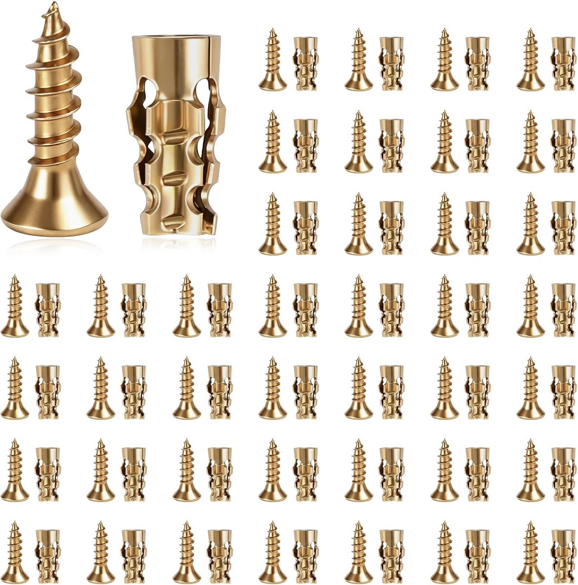 100 St Expansieschroef Scharnier Reparatie Kast Set, Gestripte Draad Restauratie Anker Voor Deur Bevestiging, Hout Tegel Steen Beton Toepassing, 6 X 14 Mm Korte Schroeven Met Pluggen