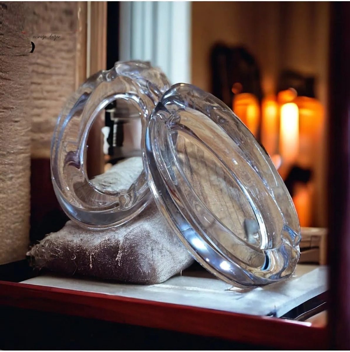 Set van 2 ovale glazen asbakken, robuust, dik glas, onbreekbaar en schokbestendig, elegant design, moderne decoratieve asbak, 12,5 x 7,5 x 2,5 cm