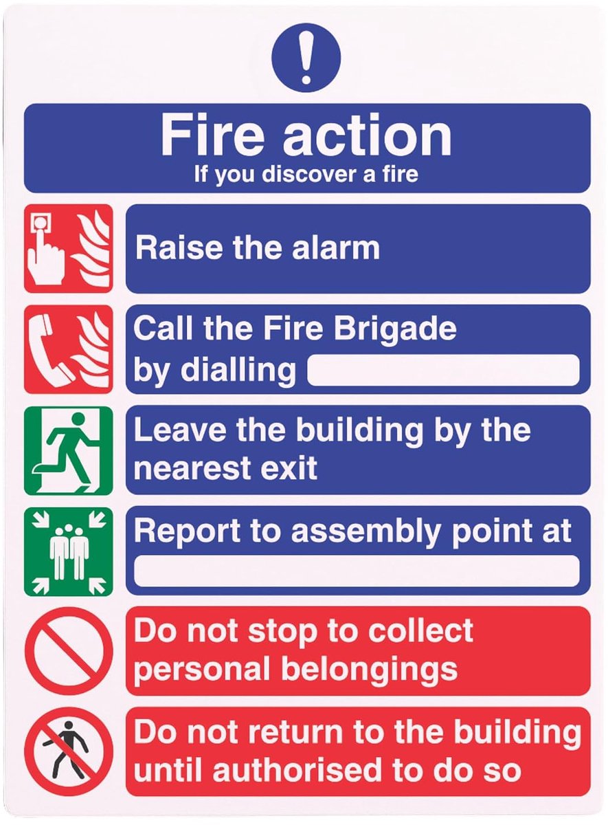 General Fire Action 6 Berichtenbord - Portret - 150mm x 200mm - Zelfklevend Vinyl