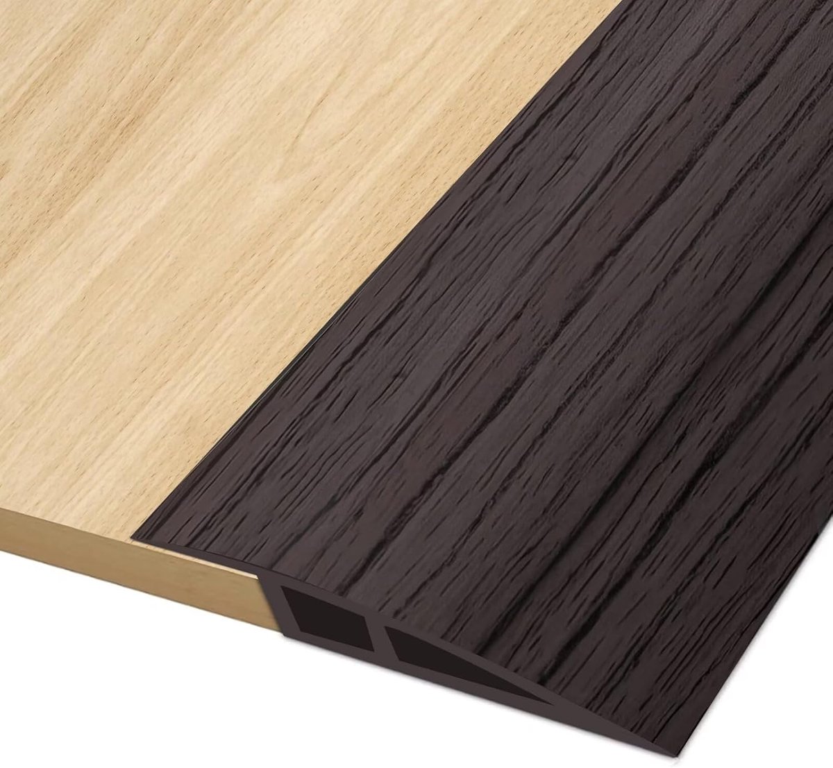 1m * 5cm PVC Overgangsprofiel Hoogtecompensatie Zelfklevend, Overgangslijst Vloerovergangsprofiel voor Hoogteverschil van 5~10mm, Overgangsstrip voor Vloeren en Laminaat (Zwart Walnoot)