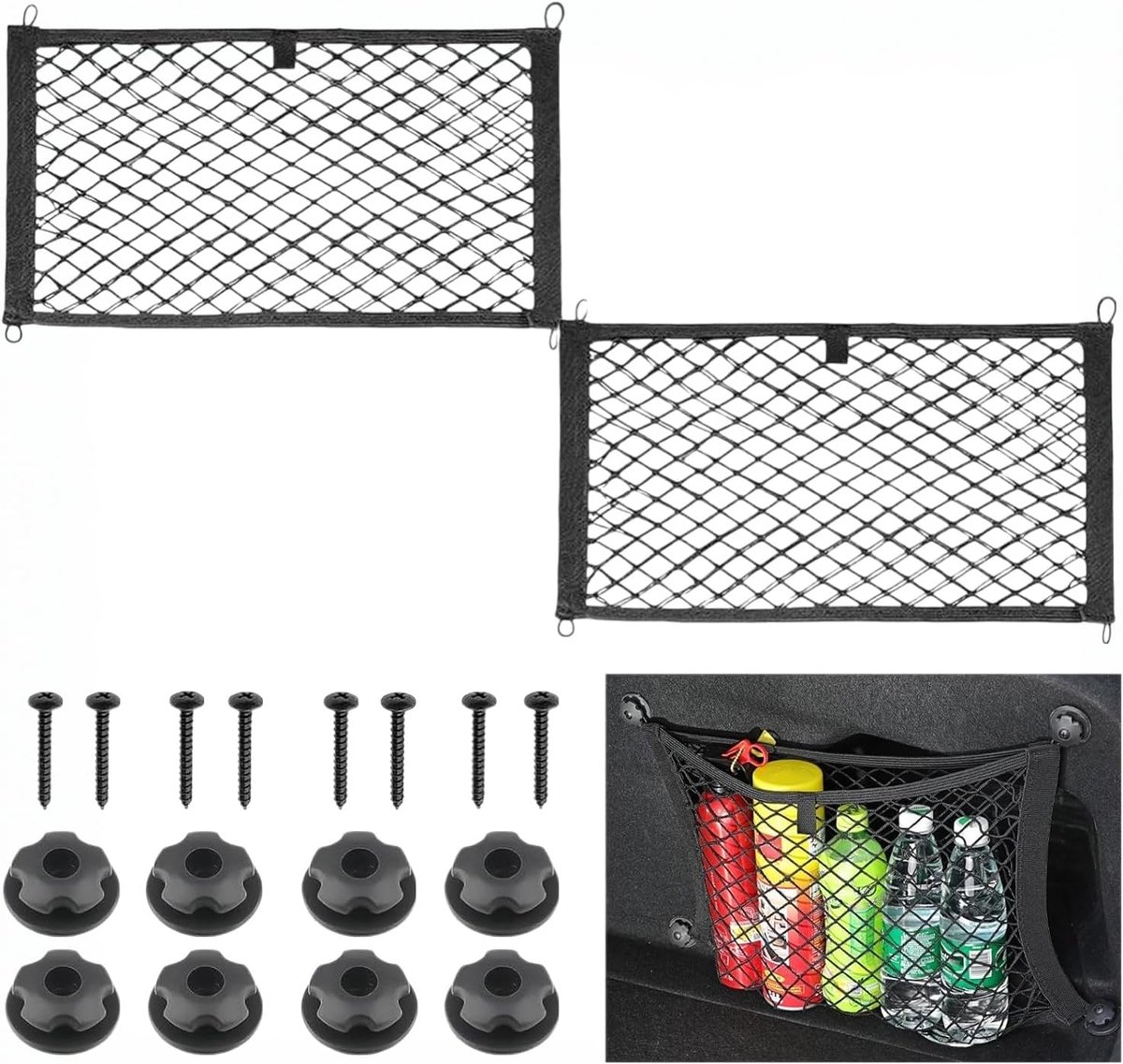 40 x 25 cm, 2 stuks, kofferbaknet, auto-opslag, opbergnet, nylon, ladingbeveiliging voor caravan, vrachtwagen, bestelwagen