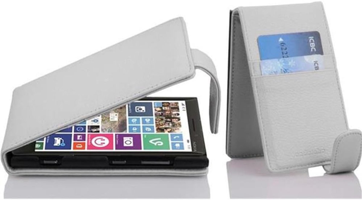 Hoes compatibel met Nokia Lumia 929/930 in MAGNESIUM WIT - Beschermhoes in flip-design van getextureerd imitatieleer