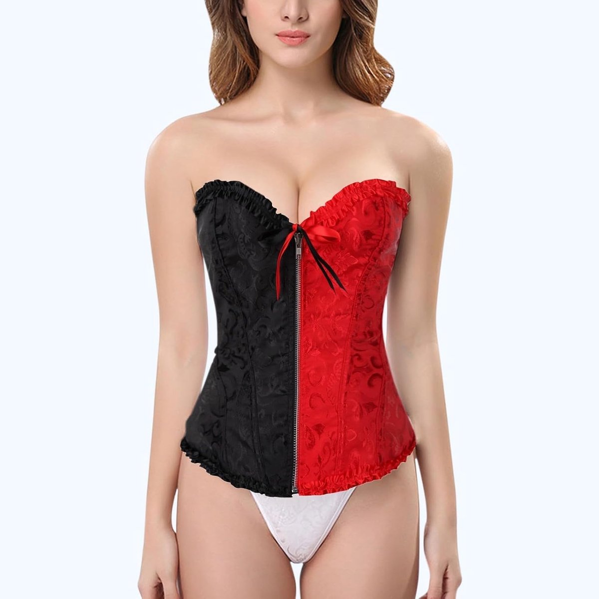 Korset voor dames, met veters, satijn, met baleinen, korset, bustier, grote maat, bruidslingerie, bodyshaper, gothic, onder de borst, top, body, sexy halloweenkostuum