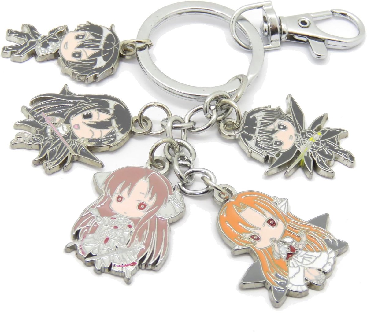 Sleutelhanger met 4 Mini Chibi figuren voor SAO-fans, Meerkleurig, 5