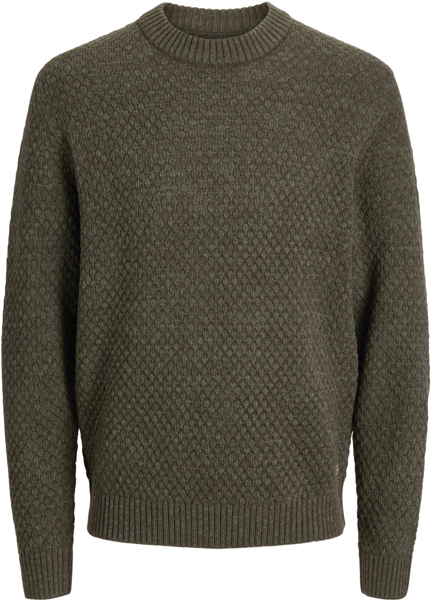JACK & JONES Jjblake knit crew neck regular fit - heren pullover katoenmengsel met O-hals - groen (rosin)