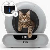 Vivex® Automatische Kattenbak met Drinkfontein + 6 Filters en Cleaning Tool – Zelfreinigende Kattenbak - Elektrische Kattenbak Inclusief App – 75L - incl Matje en 5 Rollen opvangzakjes - XXL