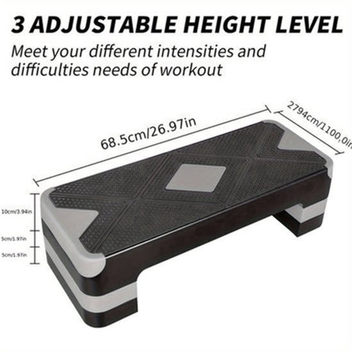 Fitnessbank – Halterbank – Trainingsbank – Buikspierbank – Bench Press Bank – Verstelbare Hoogte – Aerobics Step Platform – Antislip Voetpads – Duurzaam IJzer – Compact & Draagbaar – Grijs