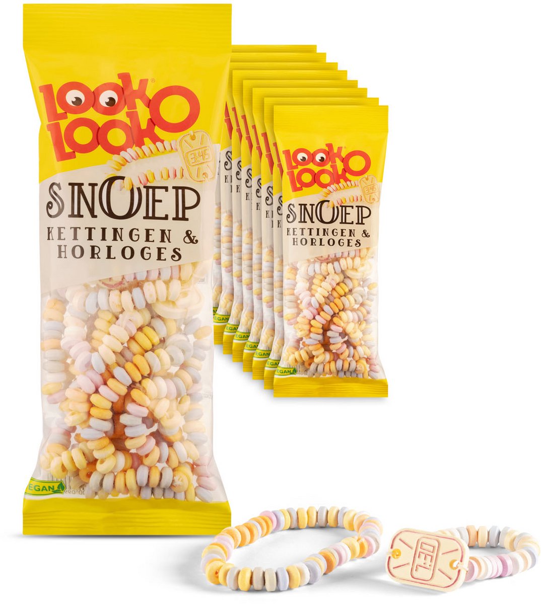 Look-O-Look Look o look snoep kettingen & horloges - snoep - vegan - 8x154gr