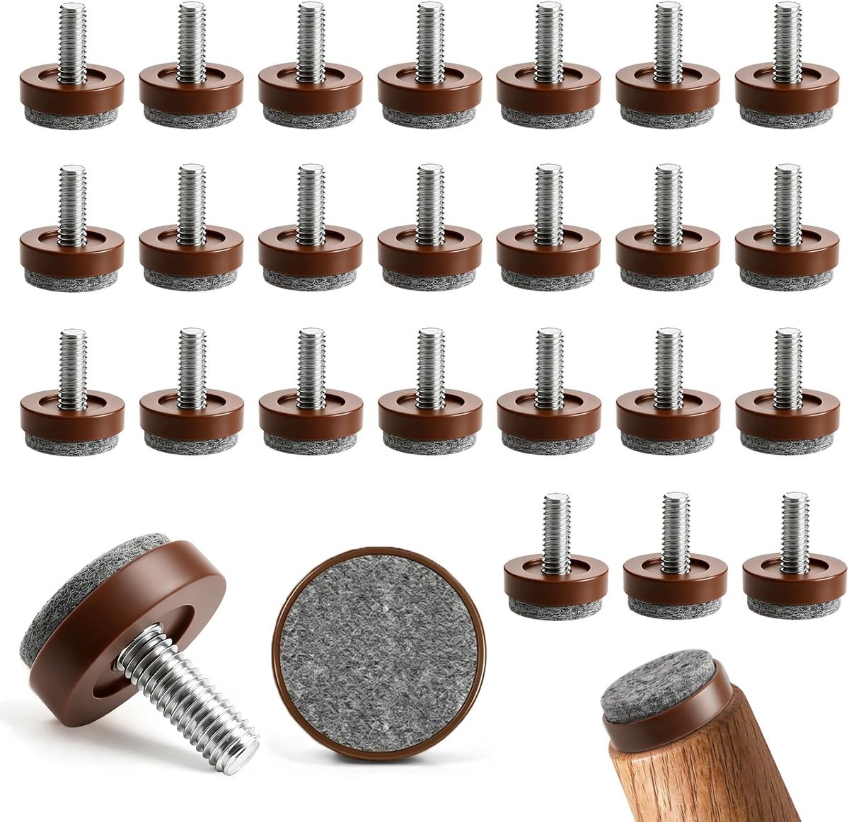 24 stuks M8 viltglijders, 25 mm, stoelglijders, meubelglijders voor stoelen