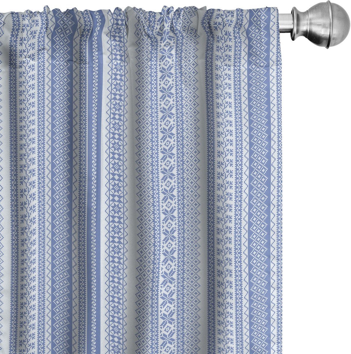 ABAKUHAUS nordisch Raamgordijnen, Geometrische Chevron Bloem, Lichtgewicht decoratieve 2-delige set met roedezak, 2 stuks 75 cm B x 245 cm L, Lichtblauw en Blauw