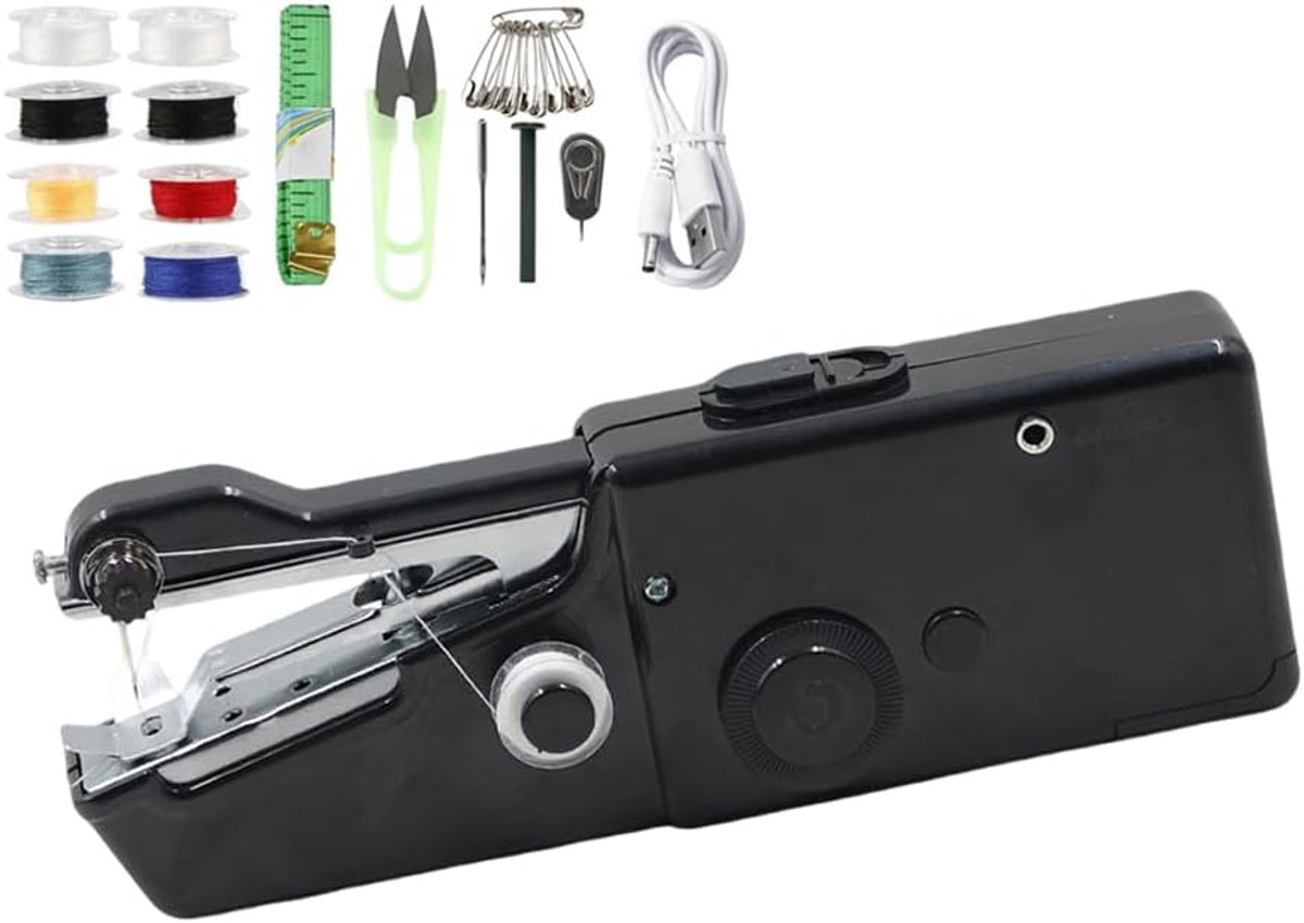 Handnaaimachine, mini-naaimachine met naai-accessoires, mini-naaimachine voor snel naaien, handnaaimachine, draagbaar, handige draagbare naaimachine, voor kleding, gordijn, doe-het-zelf