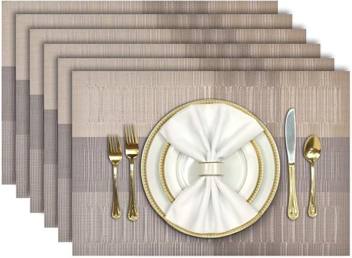 Livatto Placemats Set van 6 - Hittebestendige en Antislip Tafelmatten - Geweven Vinyl voor Eettafel
