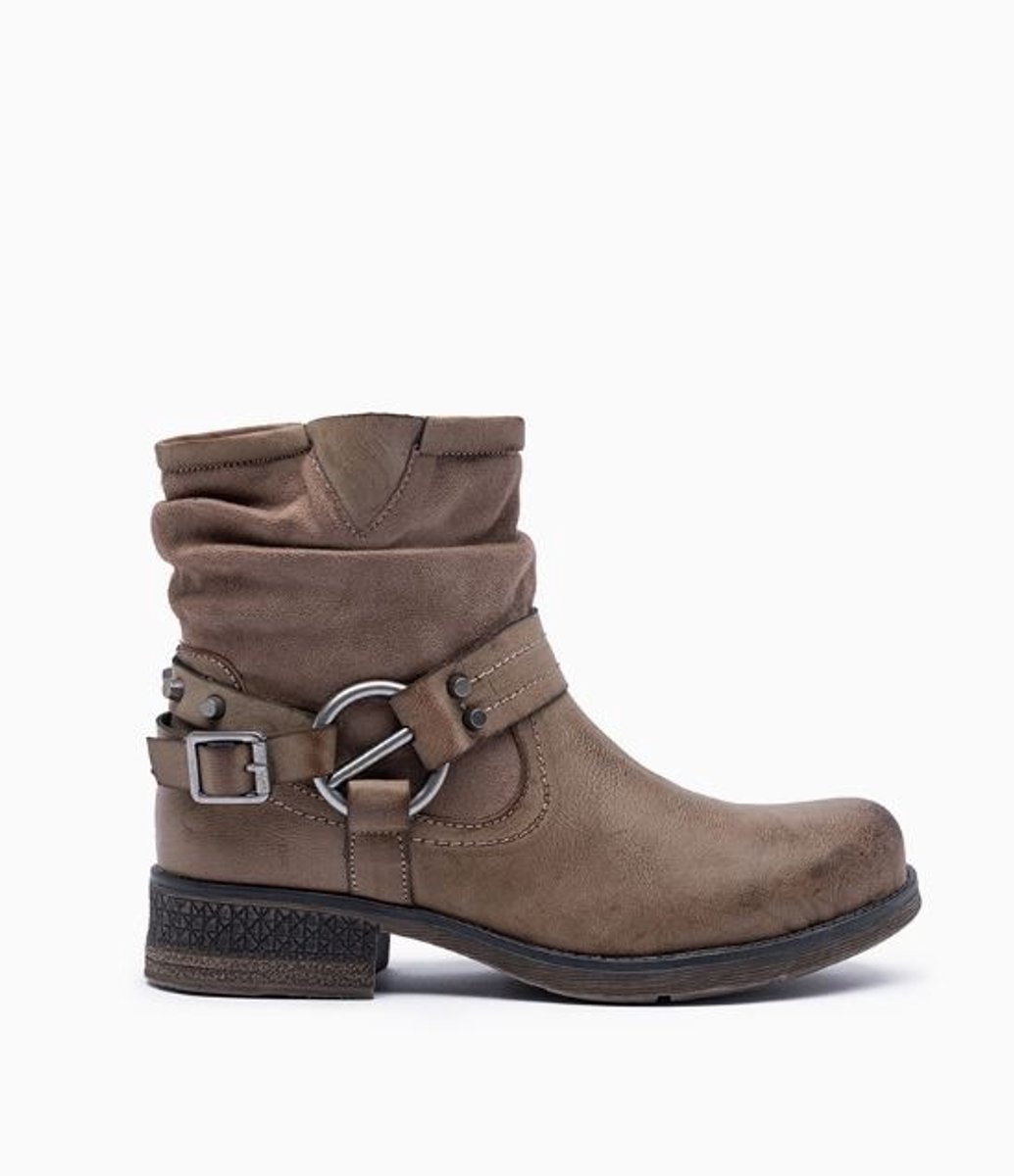 ZoeZo Design - korte laarzen - cowboylaarzen - enkellaarzen - bikerboots - nieuwe collectie - bruin - hakhoogte 3 cm - met rits - maat 37
