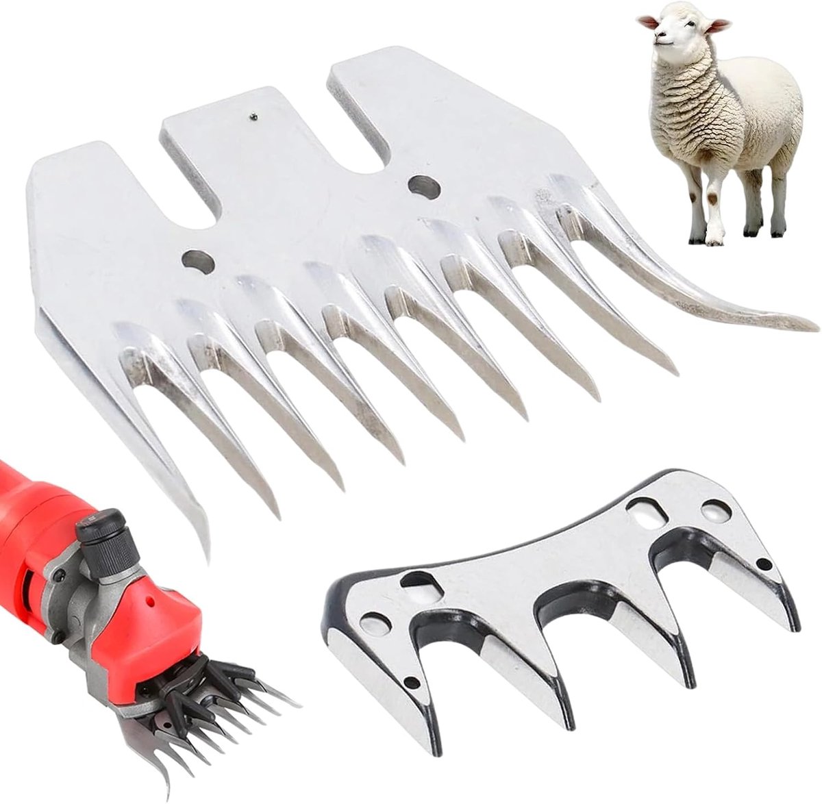 Vervangende messen, professioneel gebogen 9-tands tondeusekammes, snijtrimmer-accessoireset voor schapen-alpaca's-geiten