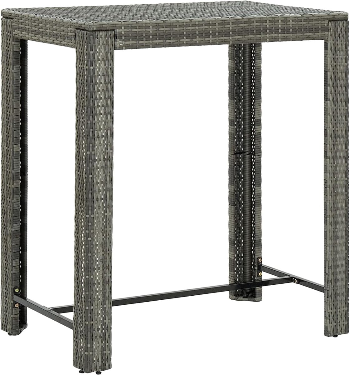 Tuintafel van polyrotan, 100 x 60,5 x 110,5 cm, hoge keukentafel, voor de tuin, voor buiten, grijs