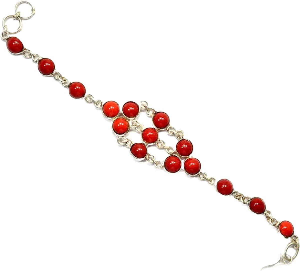 Coral Handmade BRACELET 7-9" Long Silver Plated! Jewelry from Kashish! All Variety Store