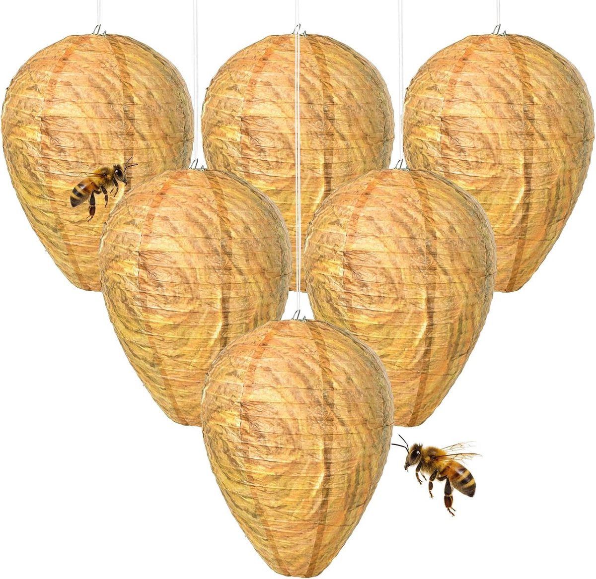 6 x wespennest, om op te hangen, wespennest, waterdicht, wespenval, voor buiten, voor geel, huis, tuin, binnenplaats, buiten (A)