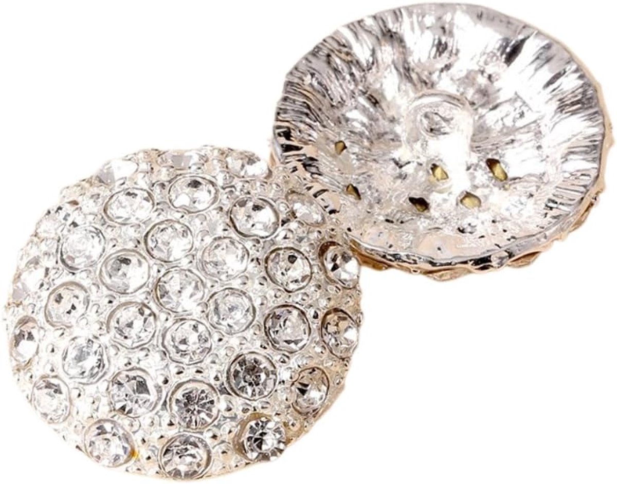 Knopen ronde knopen kristal glanzende mantelknopen metalen knopen voor gebreide jas dirndl klederdrachtmantel en blazer, 13-38 mm, zilver, 15 mm