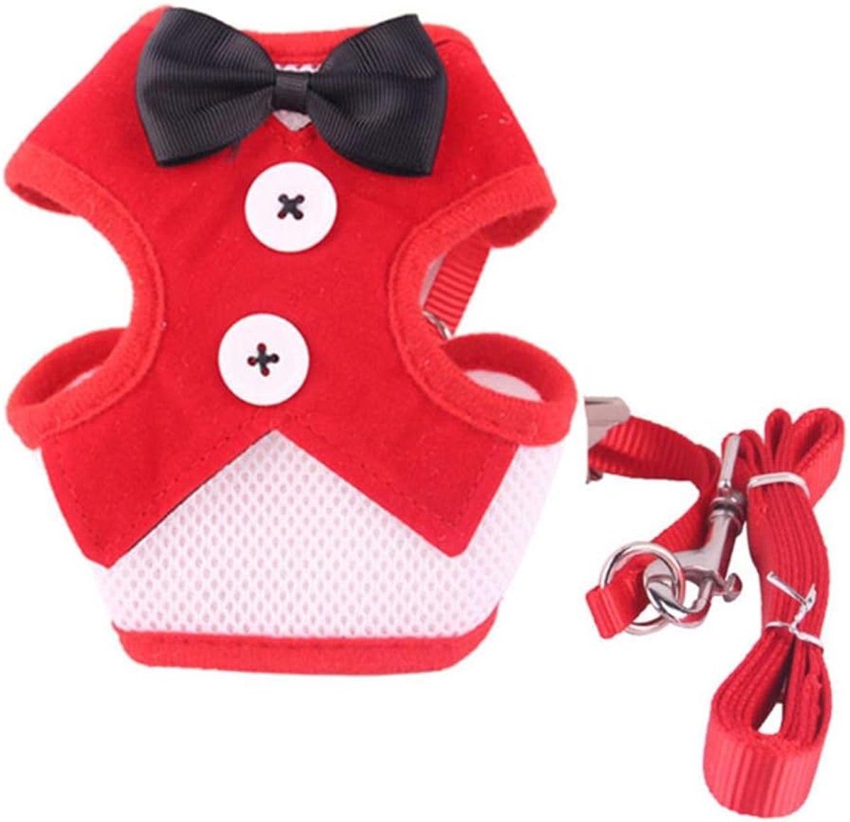 harness Small Dog Harness Nylon Mesh Breathable Puppy Vest Pet Harness Vest And Belt Set Suitable For Chihuahuas-Red,S
