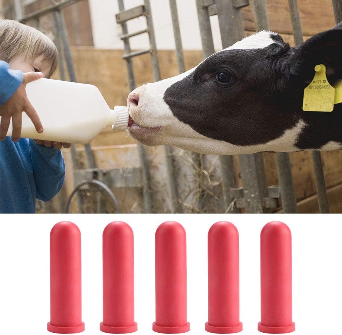 Dier Voeding Tepels, 5 Stuks Rubber Melk Drinken Feeder Spenen voor Kalveren en Lammeren, 10 cm Lengte, Bionisch Ontwerp, Eenvoudig te Reinigen