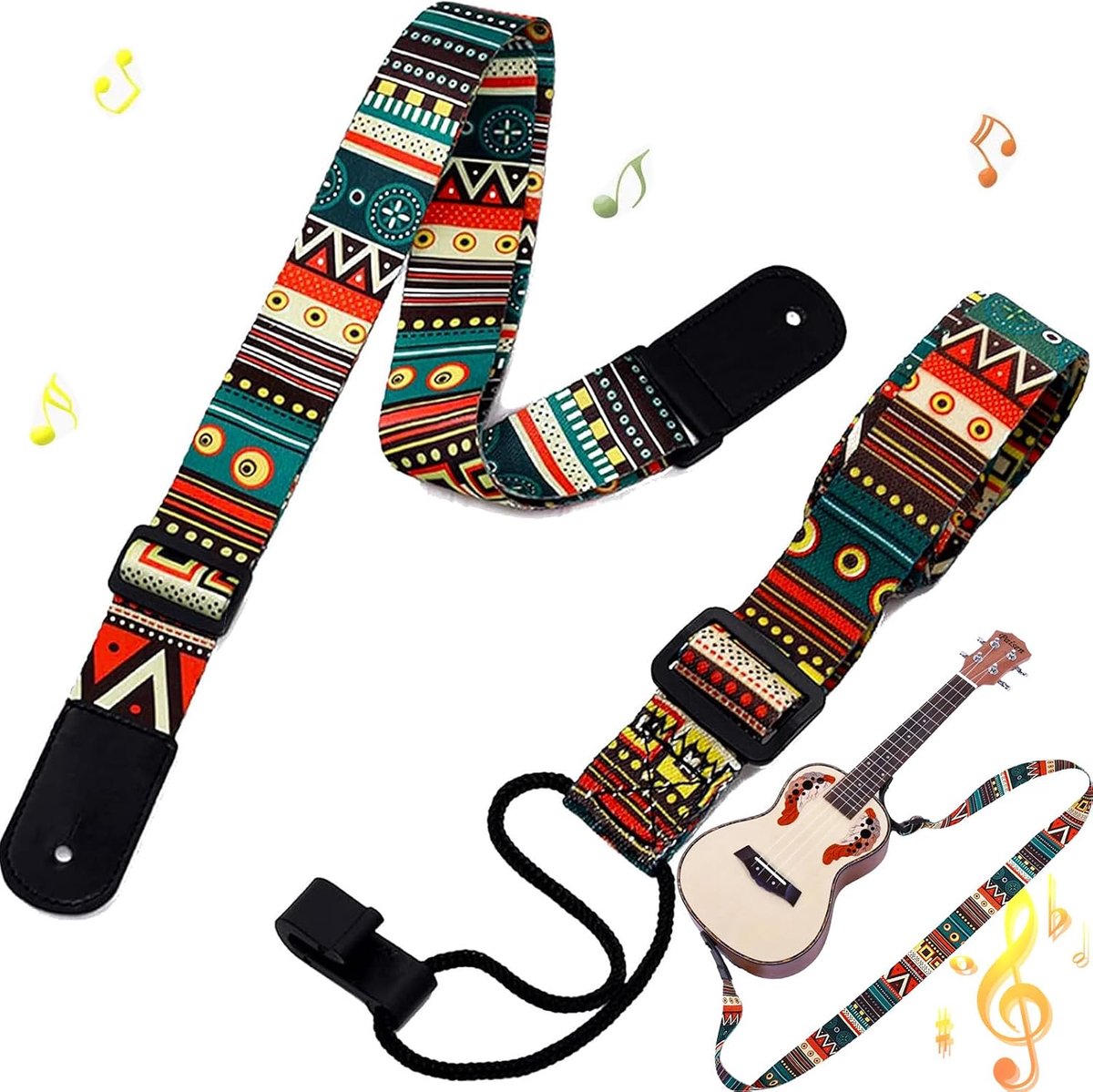 2 Stuks Verstelbare Gitaar Schouderriem, Vintage Gitaarband, Ukulele Riem, voor Ondersteuning van de Ukulele bij het Opstaan in Outdoor-Uitvoeringen