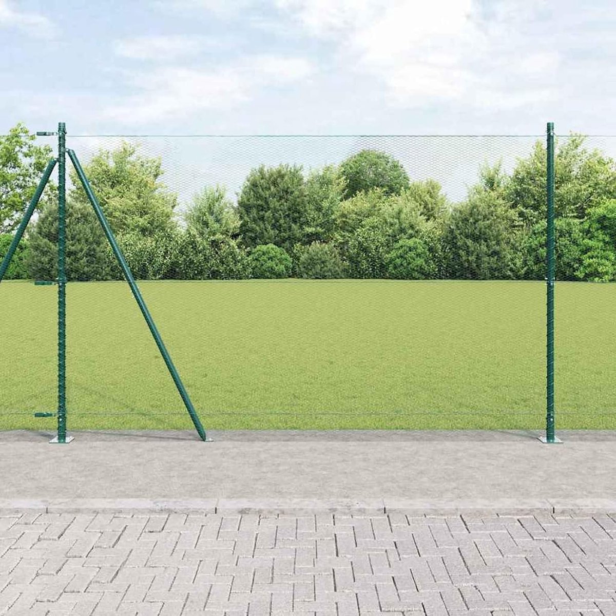 Palen met basisplaten 13 stuks Ø 32 mm 78,5 cm verzinkt staal, hekstangen metalen palen voor draadhekken tuinhek binnenplaats wilgenhek buiten 3353560