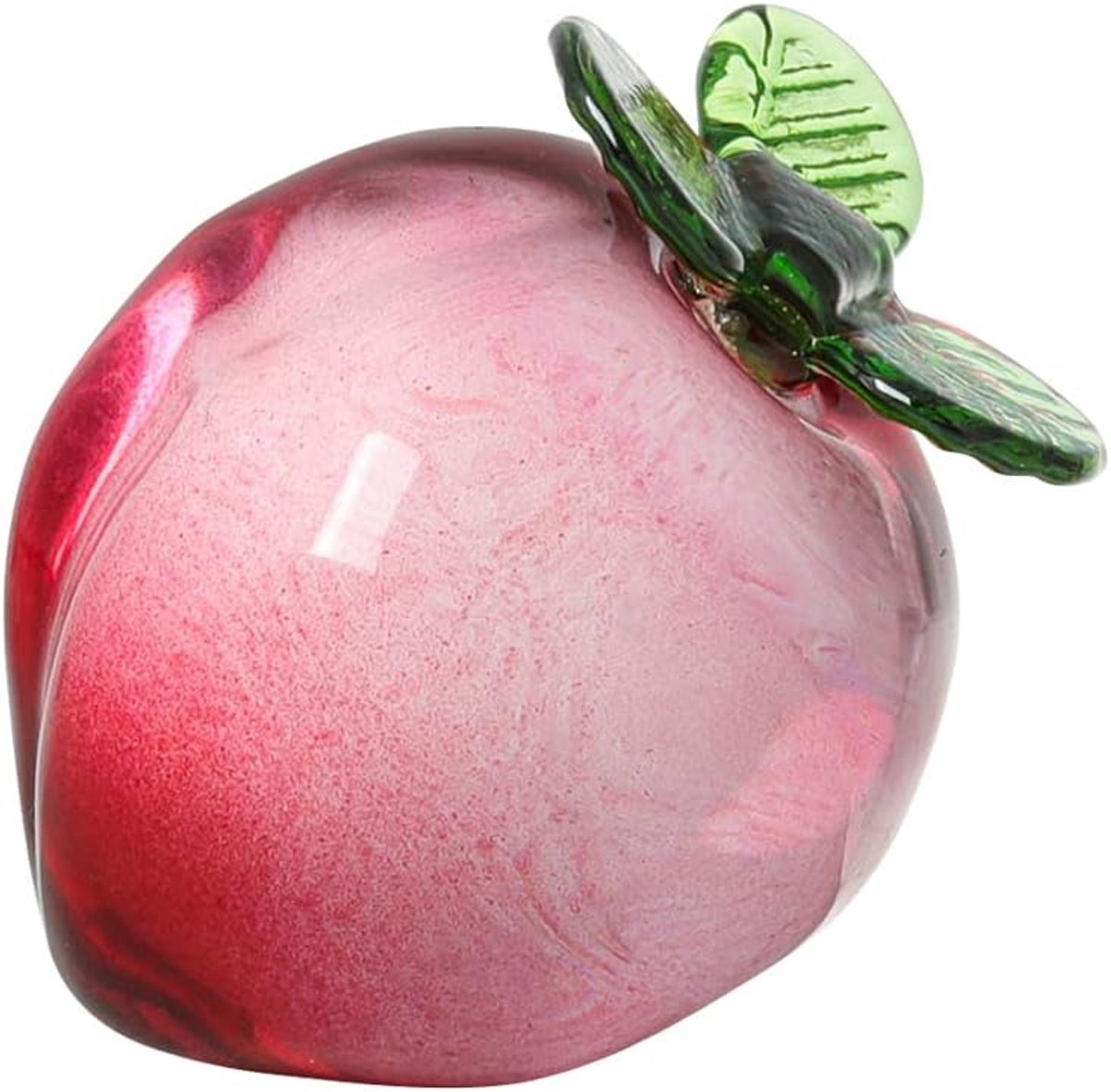 Perzik Beeldjes standbeeld Ornament Kunstmatig Fruit standbeeld Ornament Tafelblad Fruit Presse-papier Art Glas Ornament voor Thuiskantoor Souvenir Geschenken -Roze Perzik