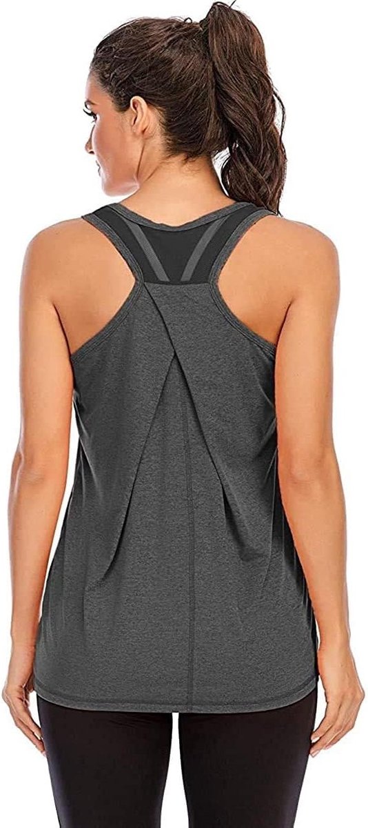Sporttop voor dames, yoga, tanktop, bovenstuk, hardlopen, fitness, mouwloos, mesh, functioneel shirt