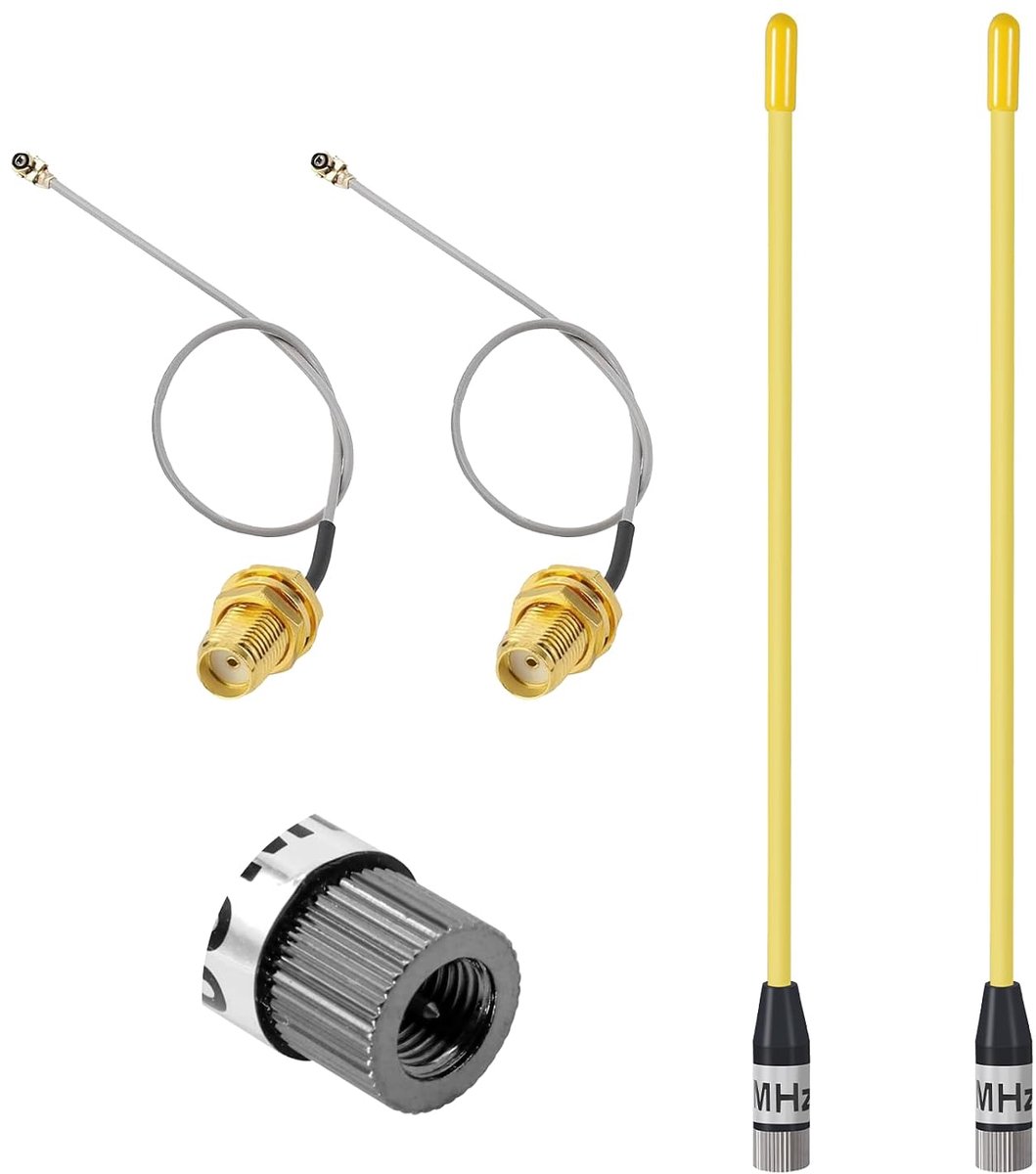 10dBi Gain/868MHz LoRa Antenne voor ESP32/LoRa32 V3/LoRa32u4 II, SMA Mannelijk 195mm + (U.FL IPX) naar SMA Vrouwelijke Kabel voor Meshtastic LoRa Long Range Soft Whip-Antenne (2 Stuks-Geel)