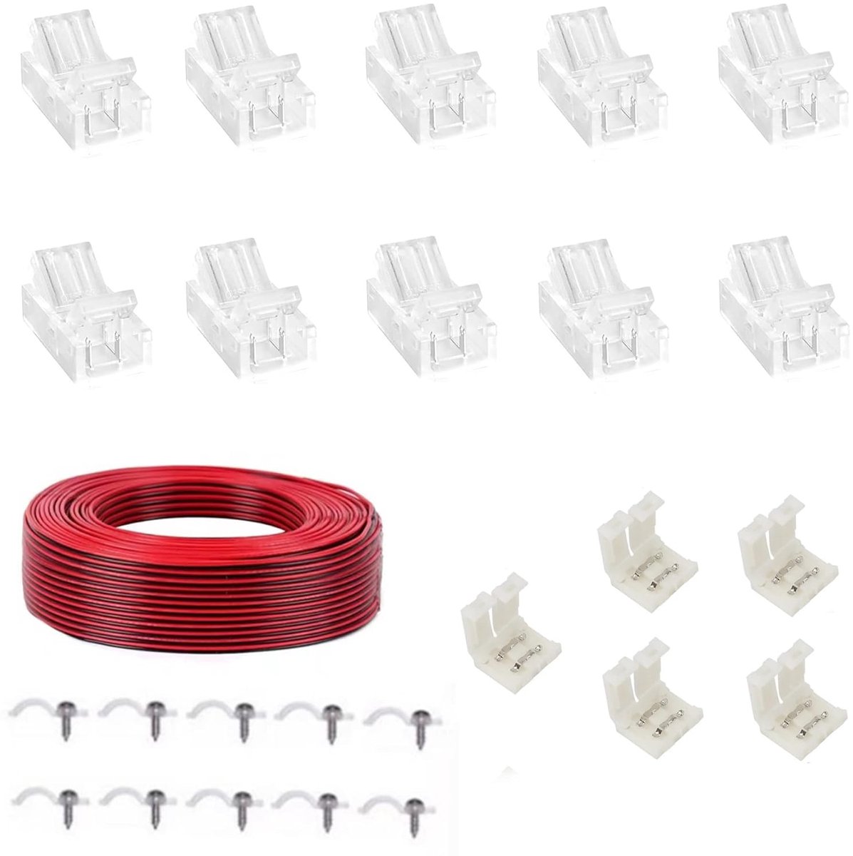Lichtbalk connectorset 2pin 10mm waterdichte kabelfitting 2pinRGB kleurlicht met kabelverlenging 22AWG voor 12/24v 50503528 RGBW LED licht.