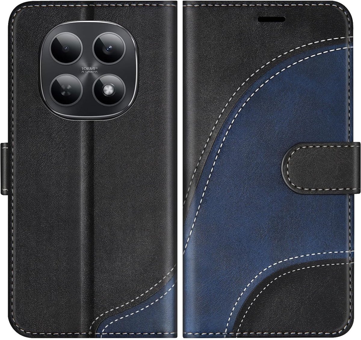 Hoesje voor Xiaomi Redmi Note 15 4G / 5G, PU Lederen Bookcase Portemonnee Beschermhoes Telefoonhoesjes, Flip Case Beschermhoesje voor Redmi Note 15 4G / 5G, Zwart