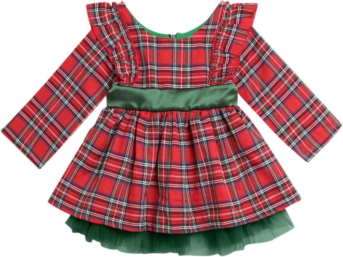 Meisjesjurk, katoen, geruit, Vichy, lente, school, dagelijks, korte mouwen, chique, schattig, casual, kinderkleding, zacht, A28