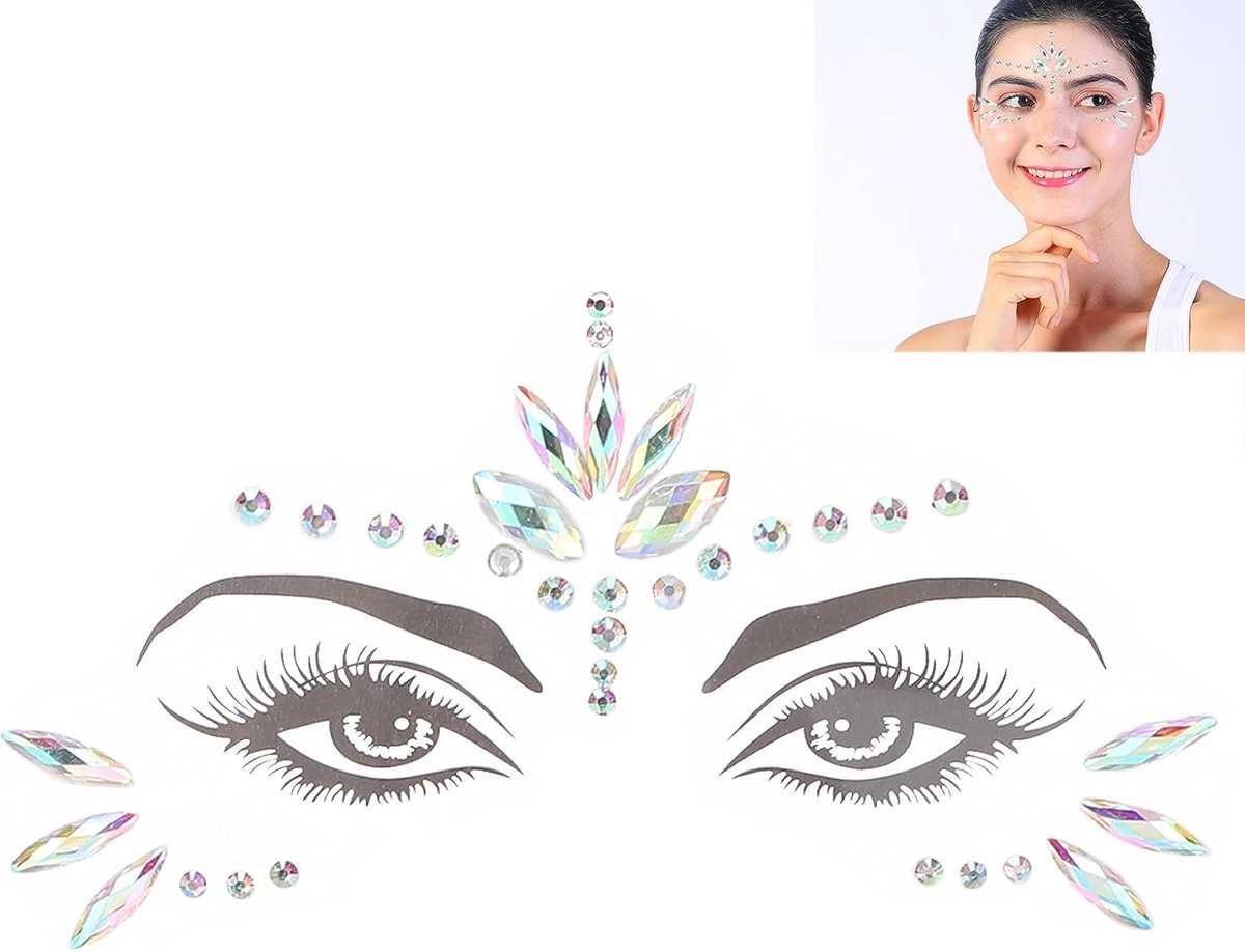 Gezicht Stickers, Glitter Ogen Gezicht Sticker, Festival Make-up Tijdelijke Gezicht Stickers Decoraties