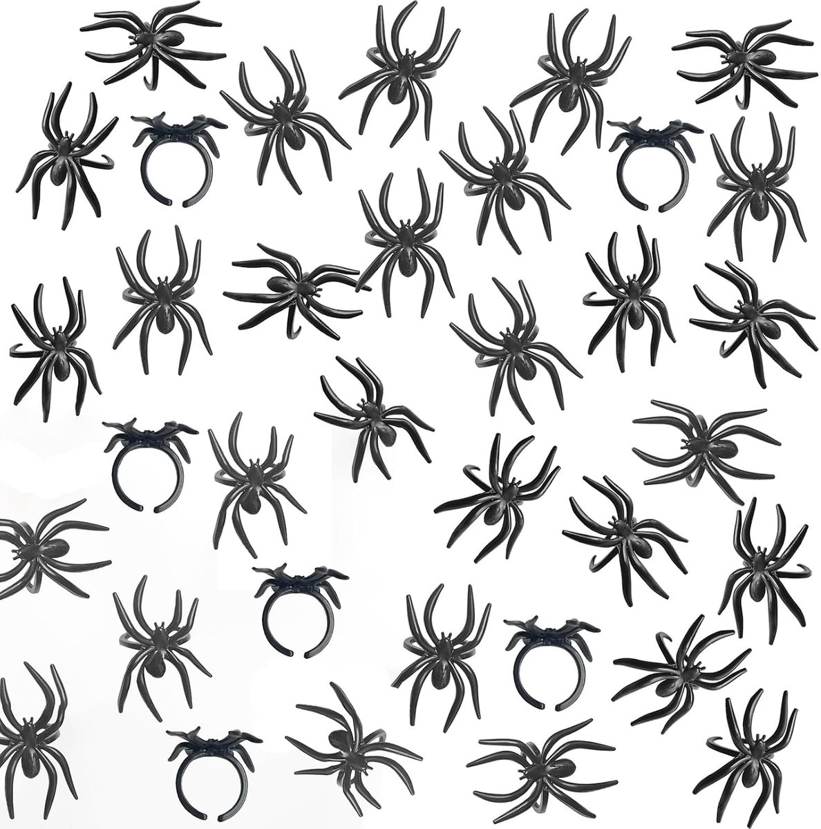 Ringen, 50 stuks zwarte spinnenringen, Halloween-spin