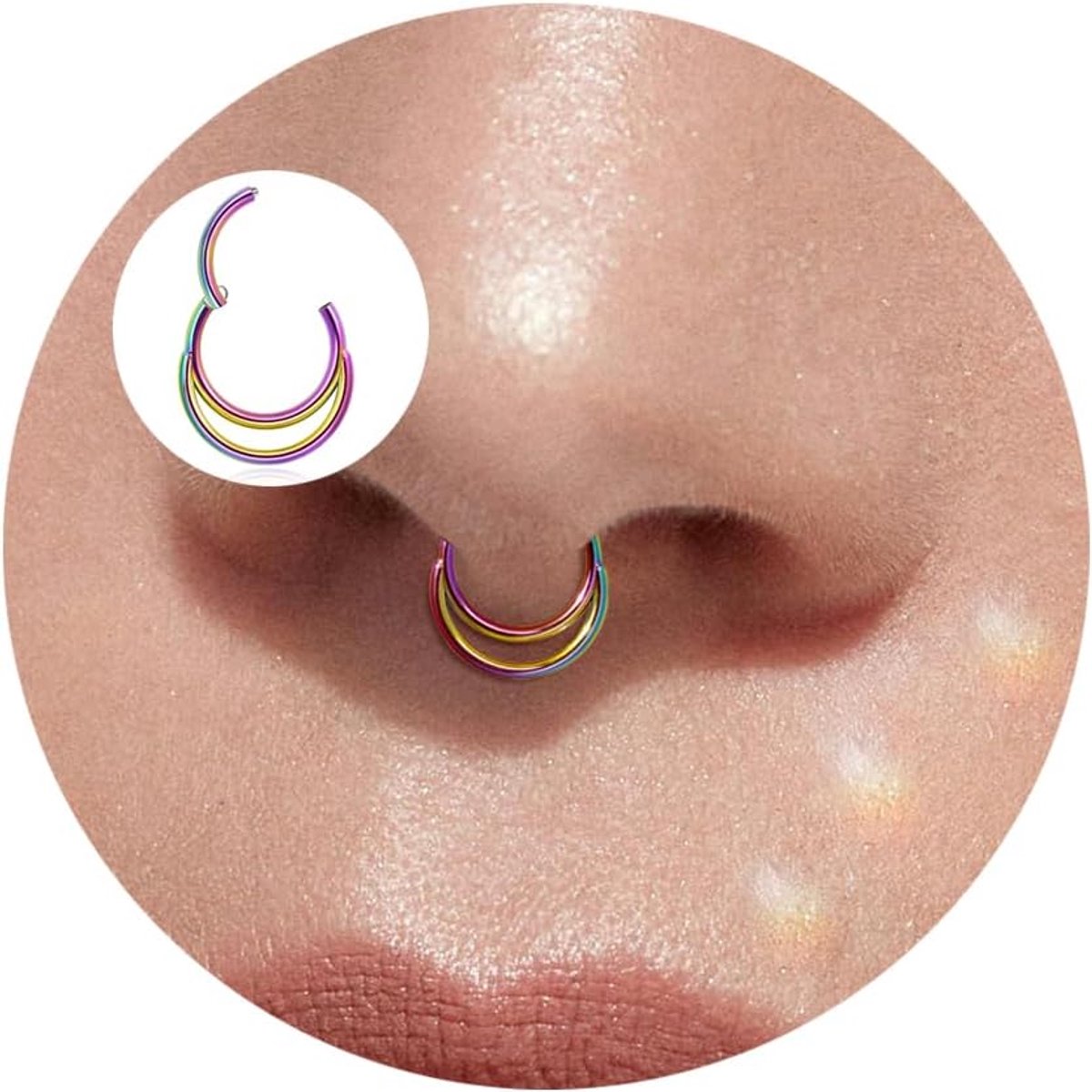 Neuspiercing ring 16 g septum piercing chirurgisch staal daith conch piercing goud zilver zwart roségoud neusring dubbele segmentring clicker spetum ring helix tragus piercing oor 8/10 mm