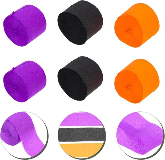 Crêpepapier rol 6 rollen Halloween decoratiepapier zwart crêpepapier luchtslangen zwarte slangen crêpepapier luchtslangen party slingers Halloween crêpepapier paars — afbeelding 5