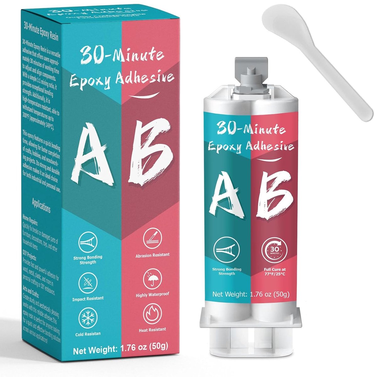 50 ml 30 Minuten Epoxy Lijm, Duidelijke 2K Epoxidhars met Accessoires