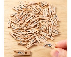 Mini fotoknijpertjes/kaartknijpertjes hout - 50x stuks - 2,5 cm - Kerstkaart knijpers