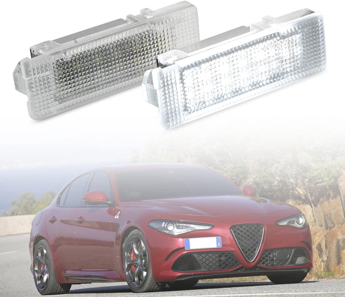 LED Deur Welkom Welkom Lichten voor Fiat Punto Grande Punto Croma Alfa Romeo Giulietta Mito 159 Giulia Stelvio 18-SMD 6000K Witte Deur Stap Veiligheid Welkom Lampen