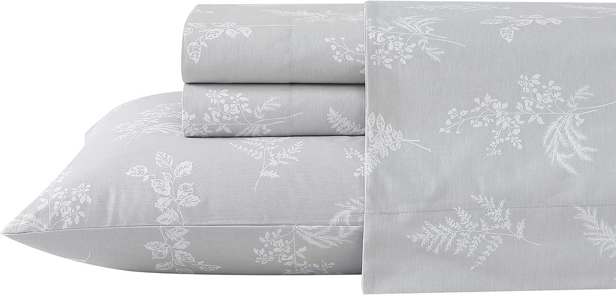Cottage - Kingsize lakens, katoenen percal beddengoedset, knapperige en coole woondecoratie (gebladerte, kingsize)