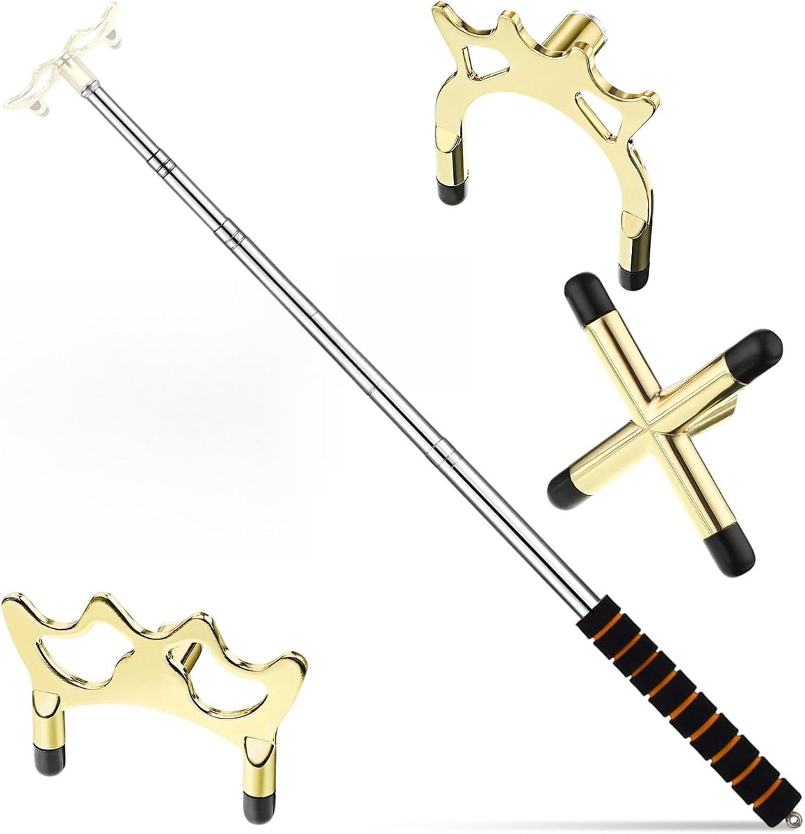 Pooltafelaccessoires met 3 verwijderbare messing brughoofden, 12,8 ~ 152,4 cm intrekbare keu-stick, verlengstuk poolsteunstok, poolkeu houder, biljartaccessoire voor snooker, spel, wedstrijd