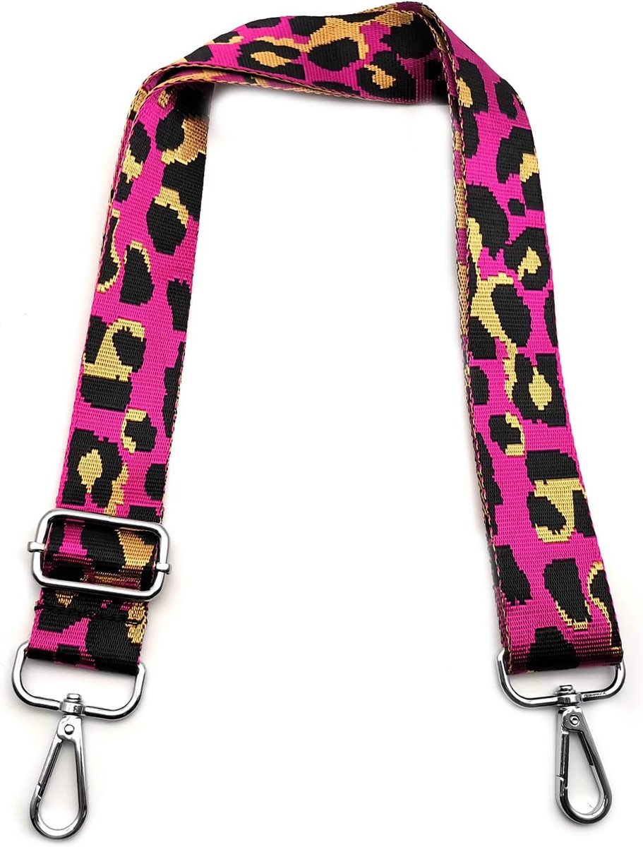 Schouderriem voor Tassen, Tasriemen voor Schoudertassen, Schouderriem met Zilver Gespen, Brede Tasriemen Vervanging 3.8cm voor Dames Crossbody, Handtassen, Camera, Roos Luipaard, #2