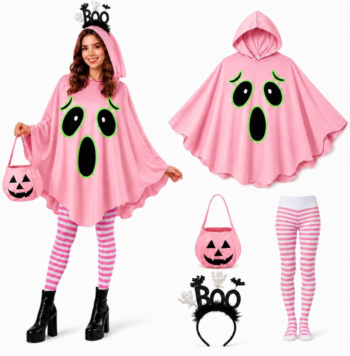 Geestkostuum dames met capuchon Halloween kostuum dames