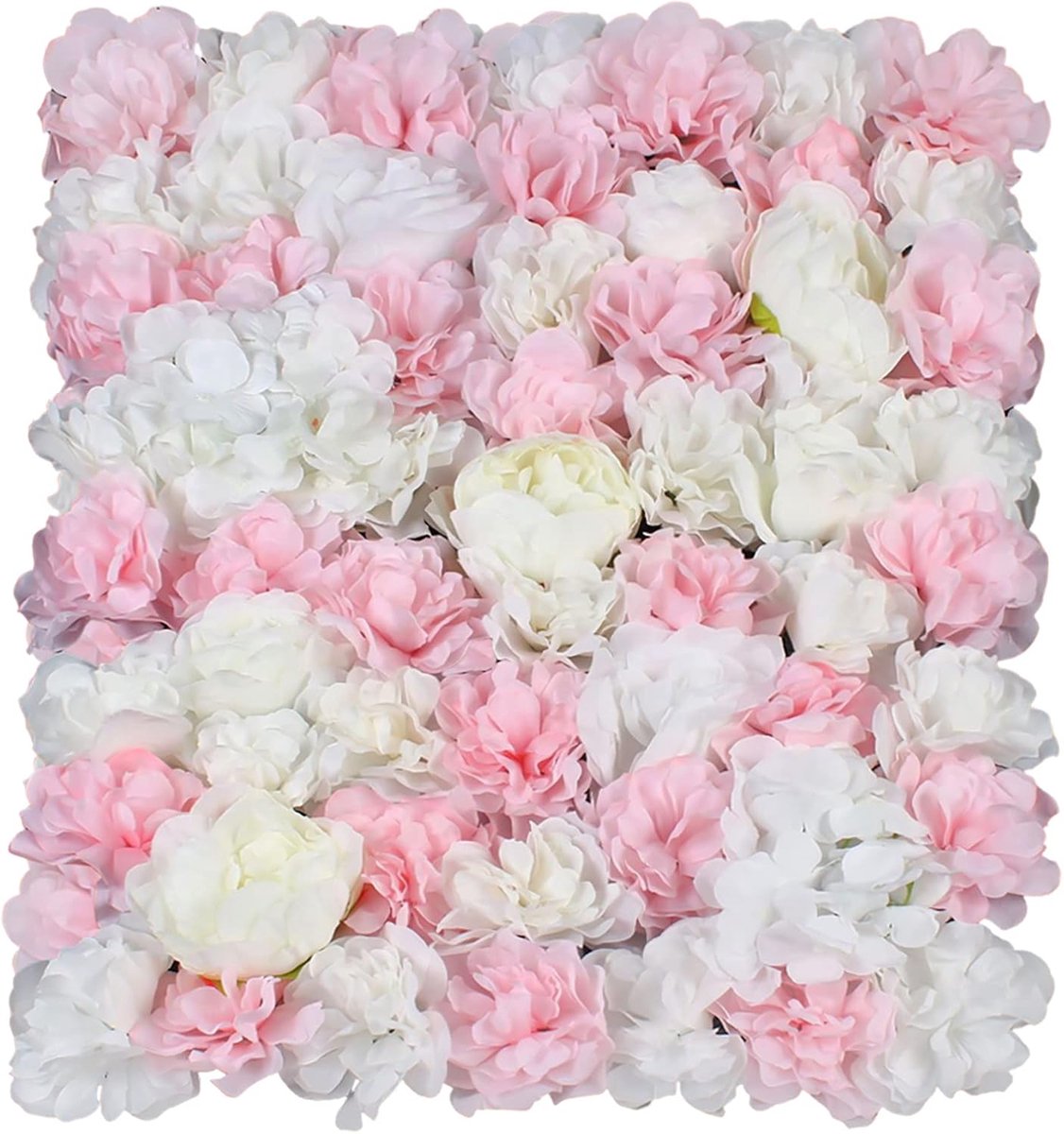 Kunstbloemenwand, rozenwand, 40 x 60 cm, bruiloft, straat, achtergrond, bloemenwand, bruiloft, kunstbloemen, paneel, decoratie voor bruiloft, tuin, woondecoratie (6 stuks, roze-wit-1)