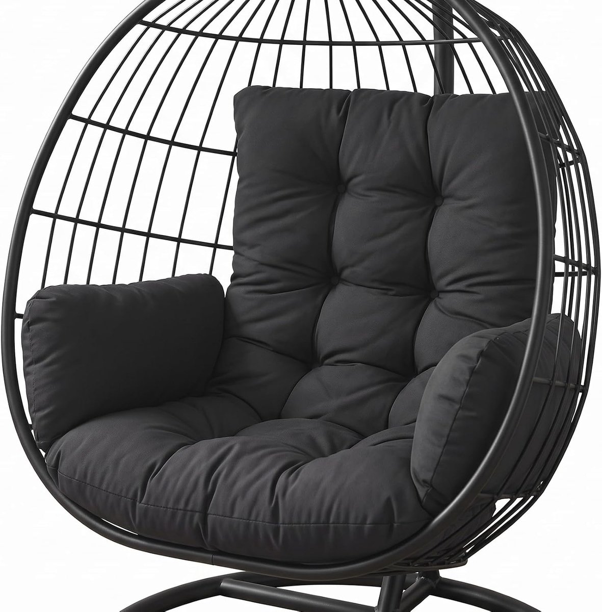 Wasbaar, extra dik zitkussen voor hangmand, hangschommel, bekleding voor schommelstoel en hangstoel, comfortabel tuinmeubelkussen voor binnen en buiten, zwart