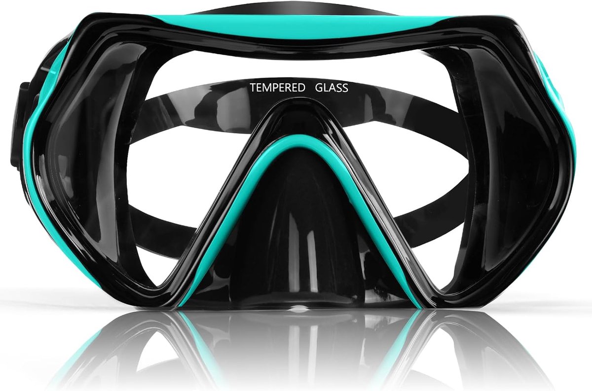 Duikmasker van gehard glas voor heren en dames, condens- en lekvrij duikbril met 180° panoramisch zicht en neusbescherming voor snorkelen, freediving en zwemmen