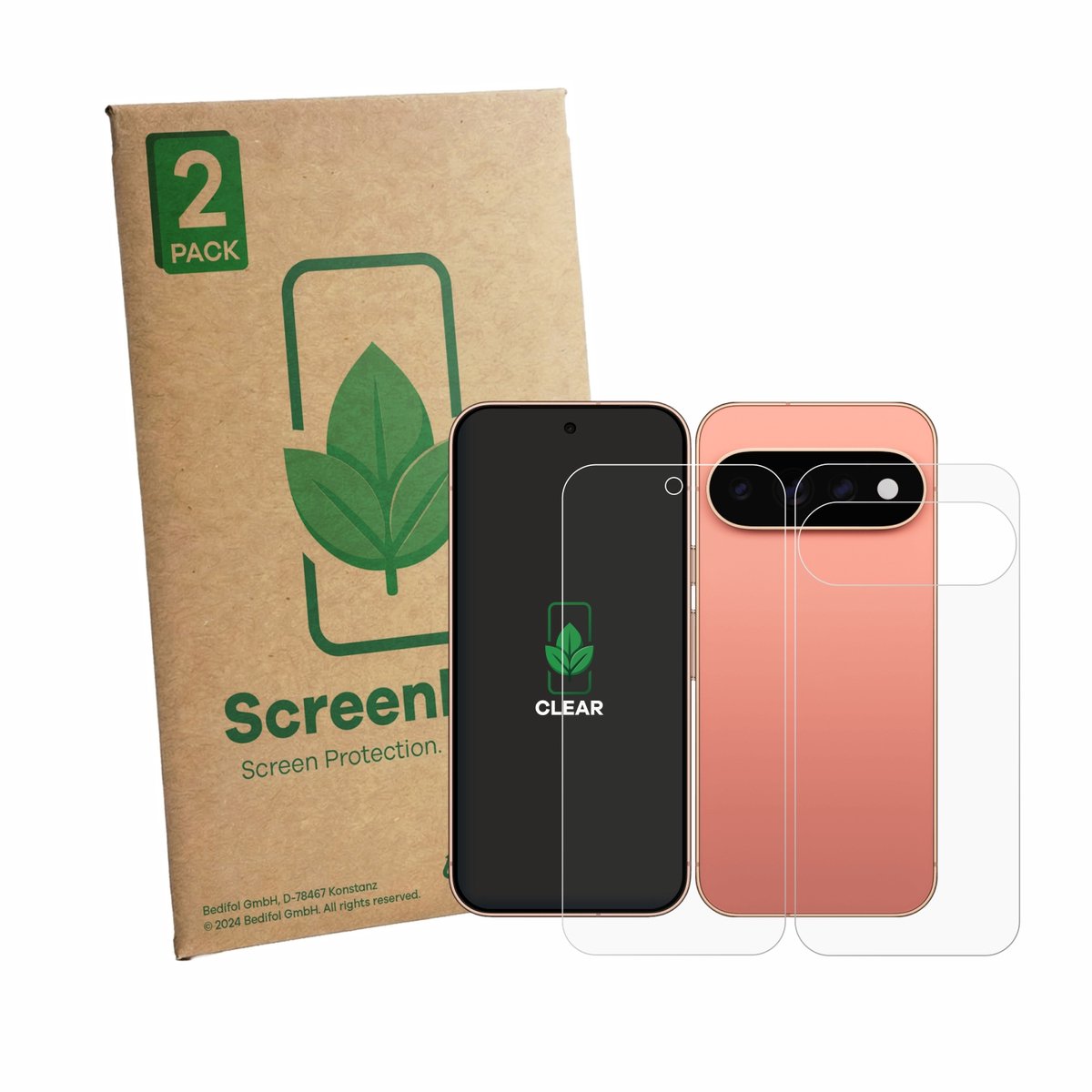 2 Stuks Screenprotector voor Google Pixel 11 Pro (Voor+Achter) - Hoogwaardige Beschermfolie transparant